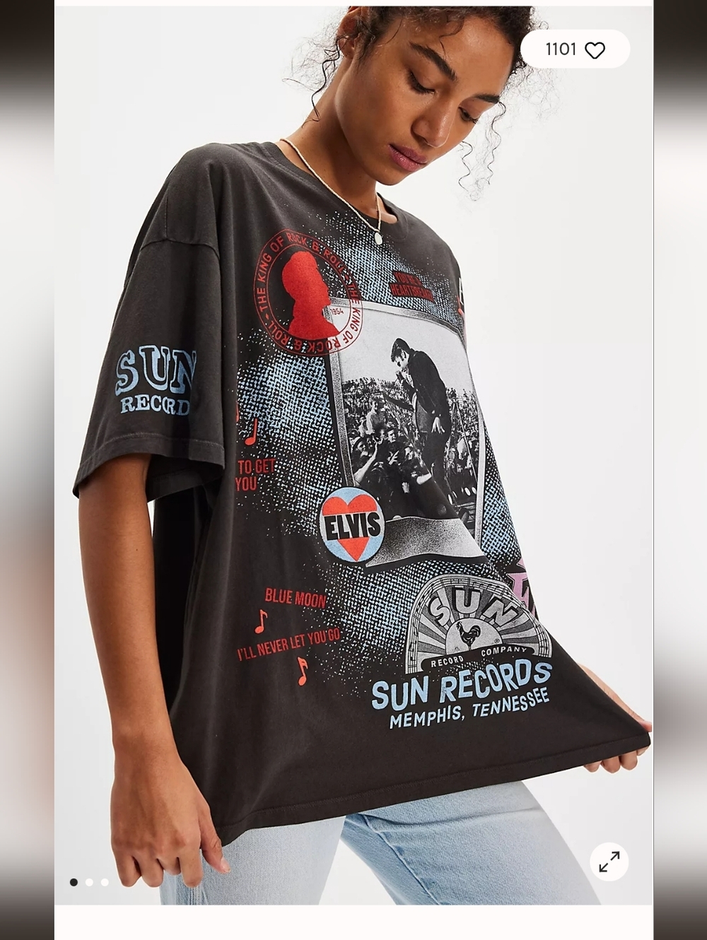 NWT Elvis Presley Oversized Sun Records Tee Xsmall